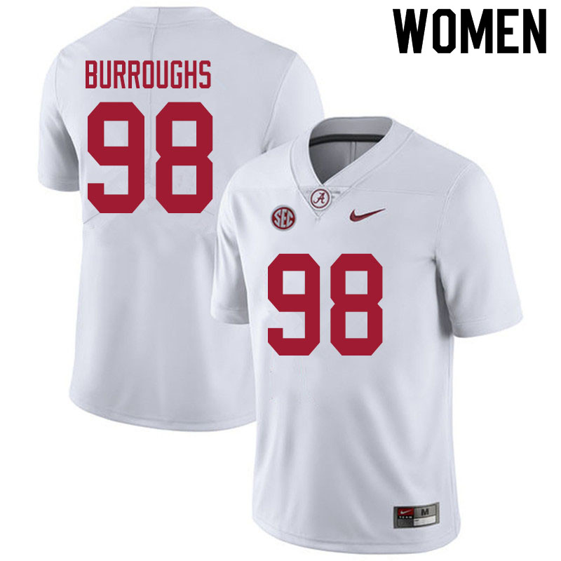 Alabama Crimson Tide Women's Jamil Burroughs #98 White NCAA Nike Authentic Stitched 2020 College Football Jersey WW16X06PZ